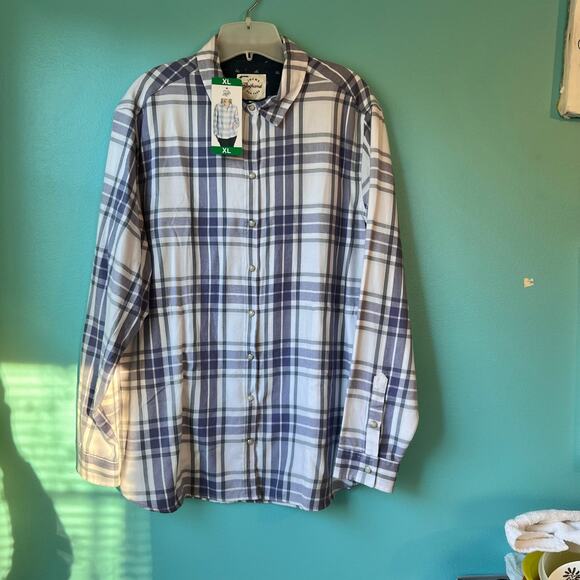 Jachs Girlfriend NY XL Purple White Plaid Flannel Shirt Long Sleeve Womens NWT - Picture 7 of 10